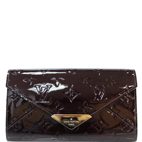 LOUIS VUITTON Mira Monogram Vernis Shoulder Chain Wallet Amarante