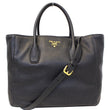 PRADA Vitello Daino Leather Shopping Tote Bag Black