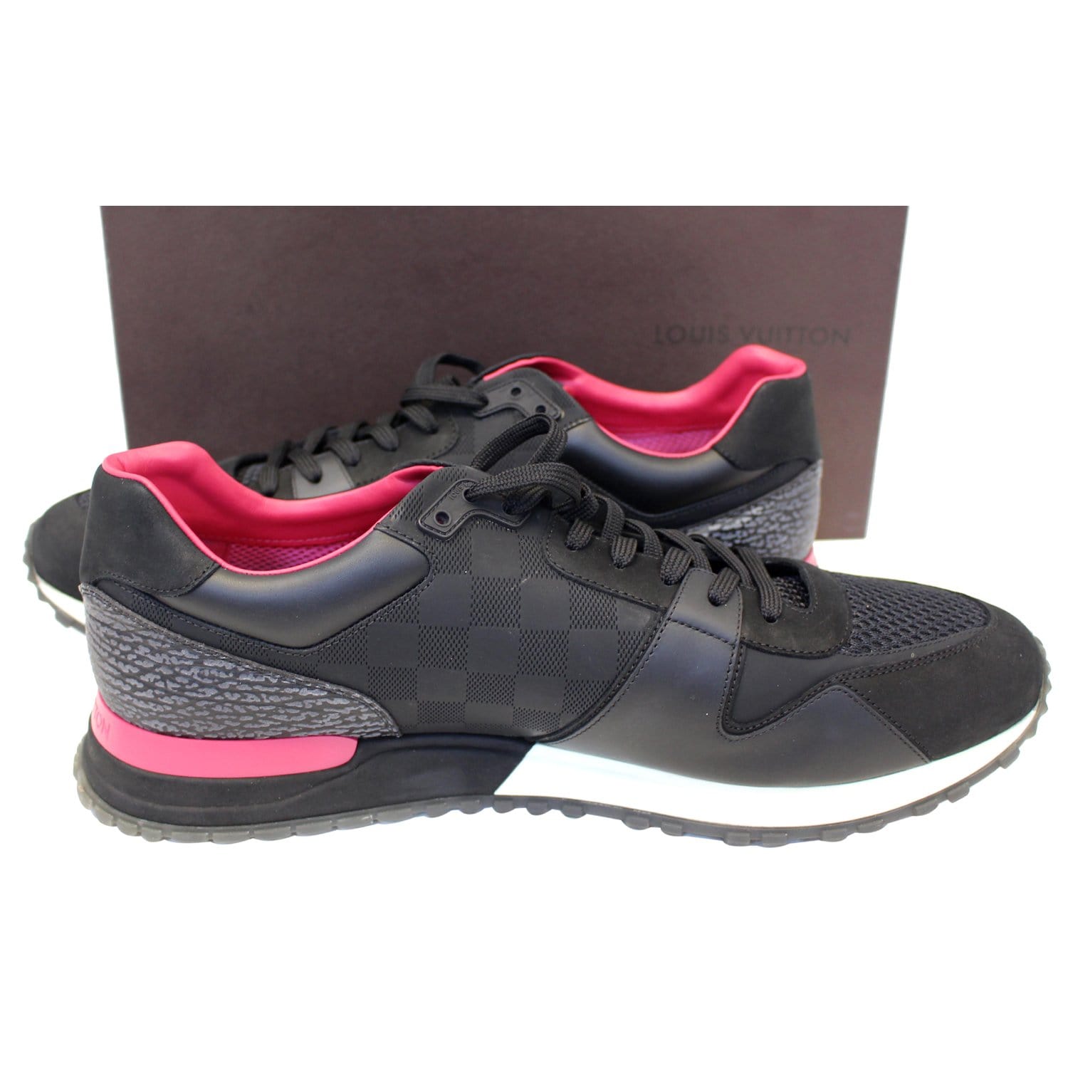 Louis Vuitton, Shoes, Louis Vuitton Mens Damier Run Away Black Leather  Trainers Sneakers