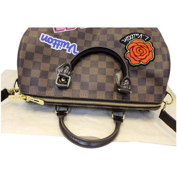 Top View Lv Speedy 30 Patches Damier Ebene Bag
