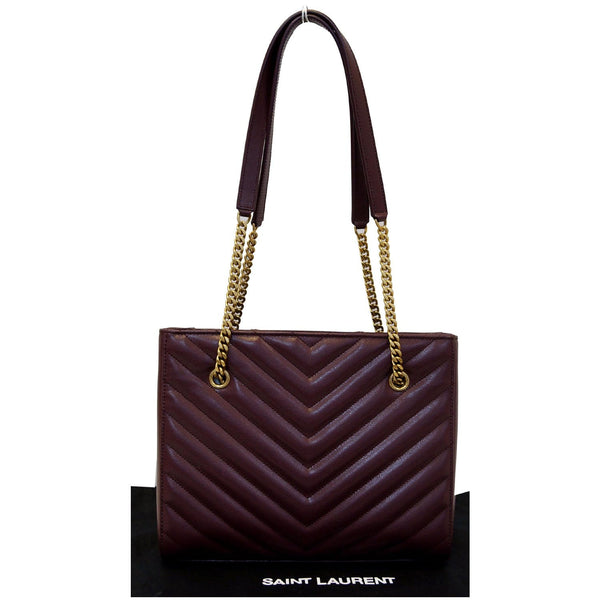 YVES SAINT LAURENT Tribeca Small Grain De Poudre Shopping Bag Burgundy - Last Call