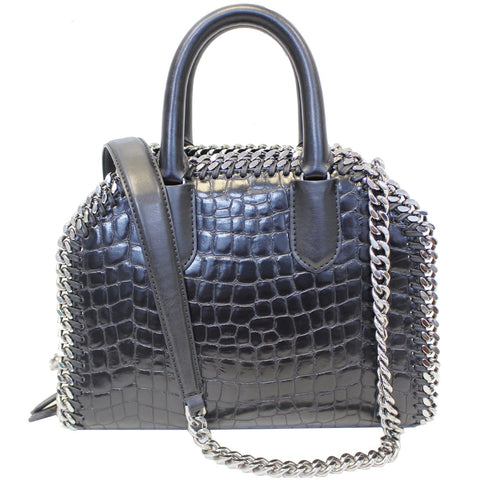 STELLA MCCARTNEY Falabella Box Crocodile Top Handle Bag Black