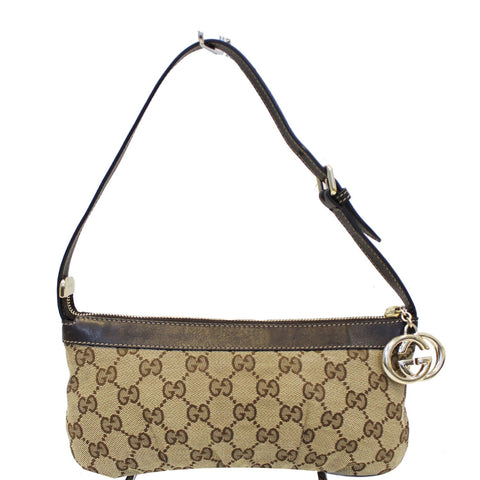 GUCCI Interlocking G Pochette GG Canvas Shoulder Bag Beige