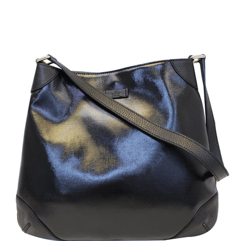 GUCCI Canvas Leather Trim Hobo Bag Black 257296