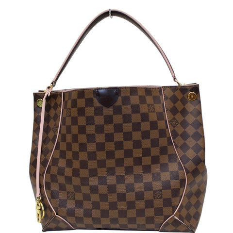 LOUIS VUITTON Caissa Damier Ebene Hobo Bag Rose Ballerine