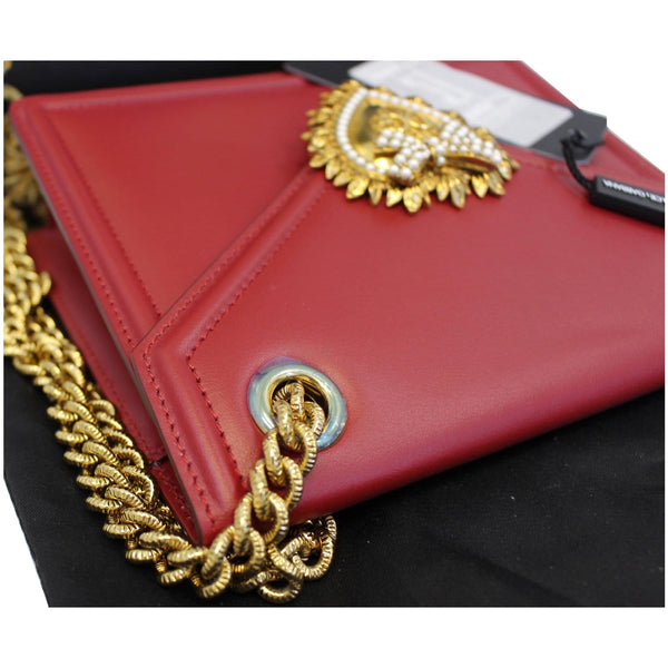 DOLCE & GABBANA Devotion Mini Leather Crossbody Bag Red