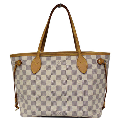 LOUIS VUITTON Neverfull PM Damier Azur Tote Shoulder Bag White