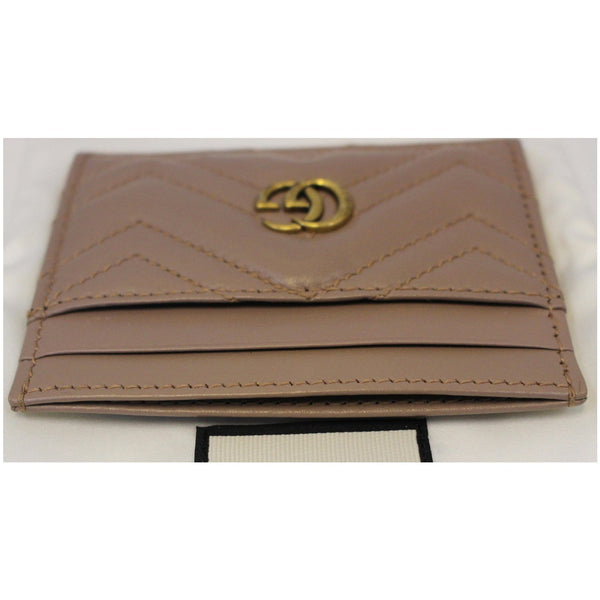 GUCCI GG Marmont Leather Card Case Taupe 443127-US