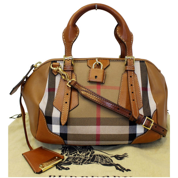 BURBERRY Blaze House Check and Leather Shoulder Bag Brown-US