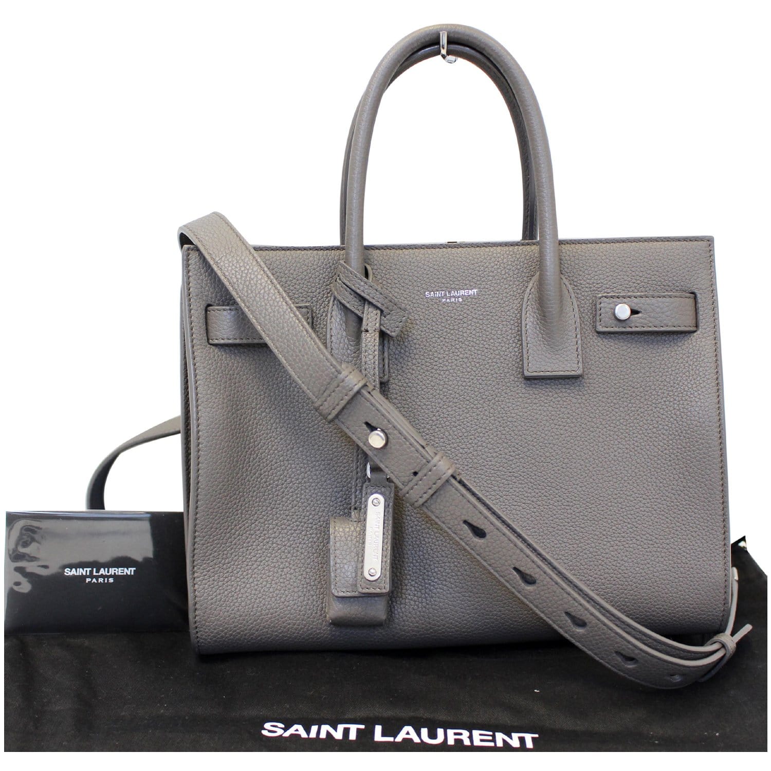 Saint Laurent Sac de Jour Bag in Light Grey Smooth Leather — UFO No More