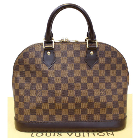 LOUIS VUITTON Alma Damier Ebene Satchel Handbag Brown