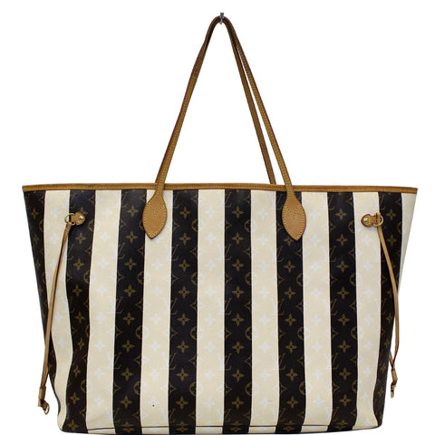 LOUIS VUITTON Neverfull XL Monogram Rayures Tote Bag Brown