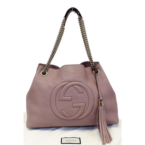 GUCCI Soho Pebbled Leather Chain Shoulder Bag