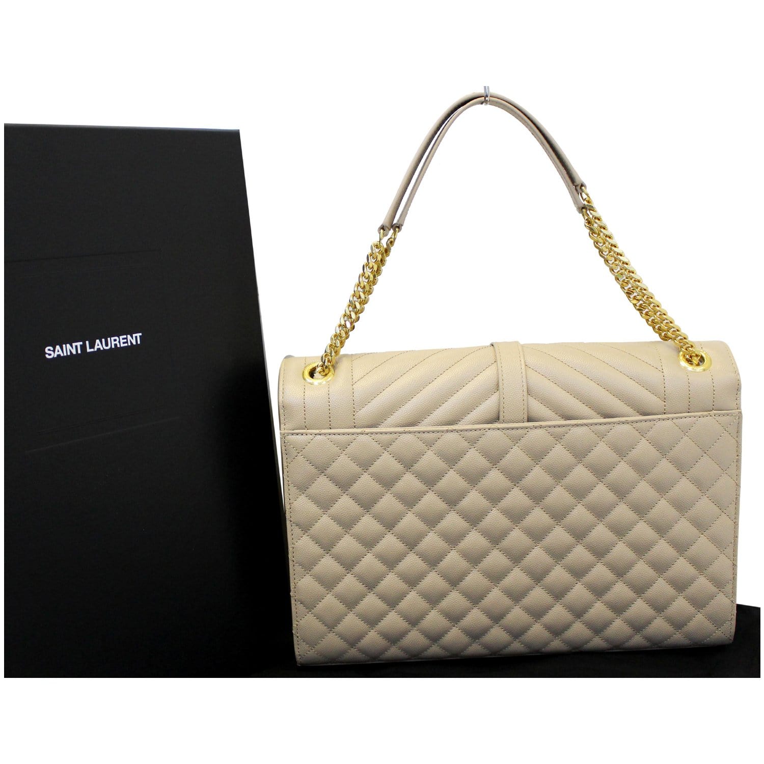 Yves Saint Laurent, Bags, Monogram Envelope Nude Leather Large Shoulder  Bag