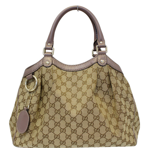 GUCCI Sukey Medium  GG Canvas Tote Bag Beige 211944