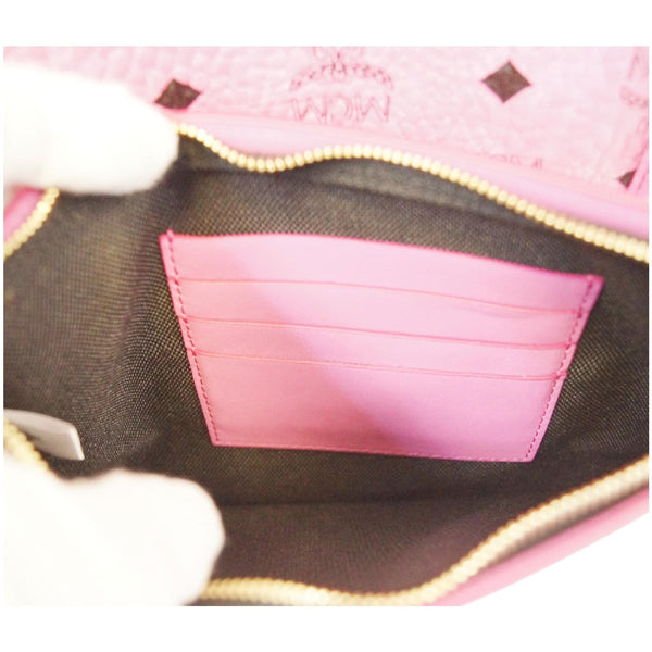MCM Visetos Medium Shopper Tote Bag Pink - interior 