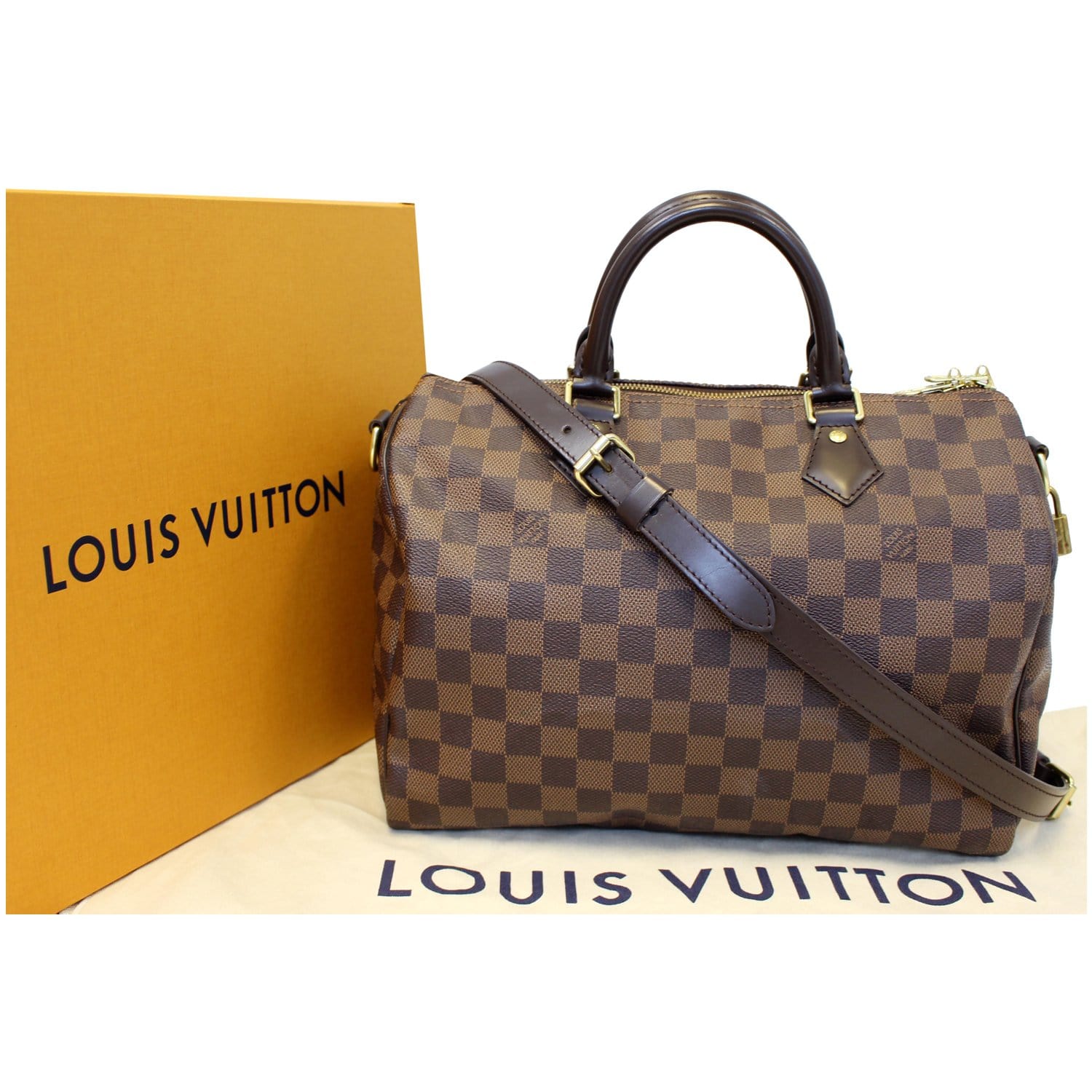 Authentic Louis Vuitton Speedy Bandouliere 30 in Damier Ebene