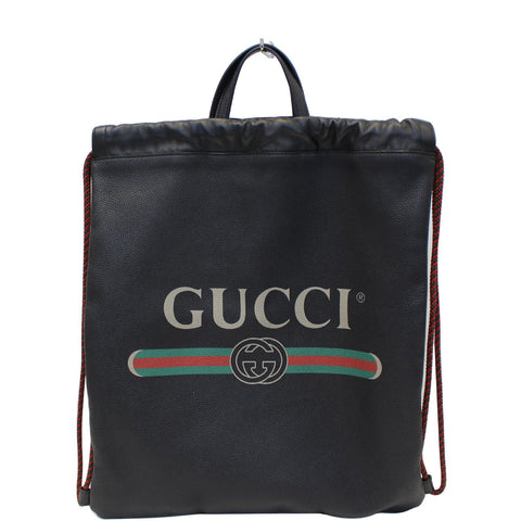 GUCCI Print Leather Drawstring Backpack Bag 494053
