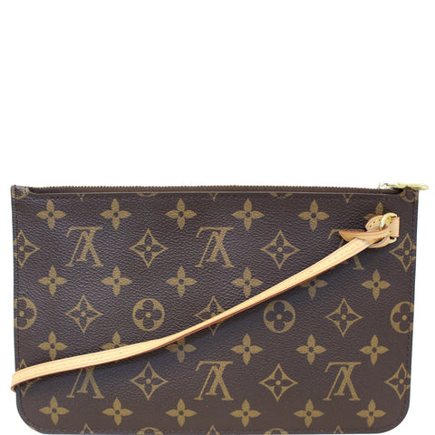 LOUIS VUITTON Pochette Wristlet Pouch Monogram Canvas Neverfull MM/GM Brown