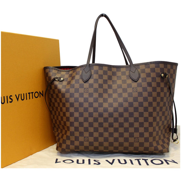 LOUIS VUITTON Neverfull GM Damier Ebene Tote Shoulder Bag Brown