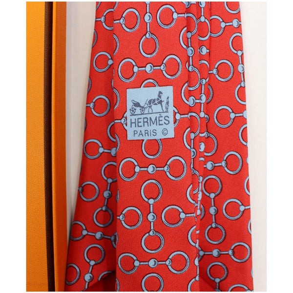Hermes Men's Silk Neck Tie Red - Tag view