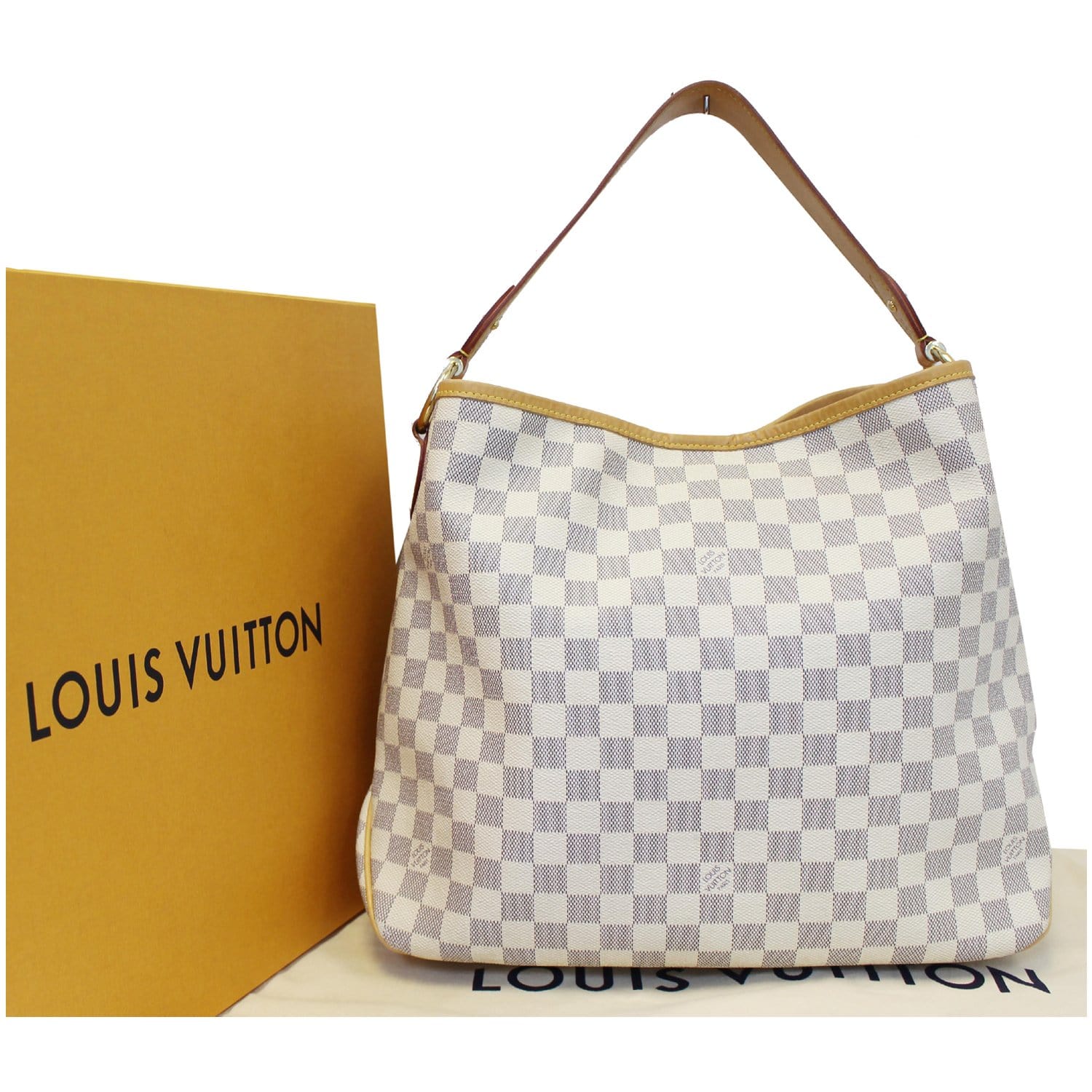 100％ Authentic Louis Vuitton Delightful MM Damier Azur Tote