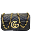 GUCCI GG Marmont Matelasse Leather Super Mini Crossbody Bag Black