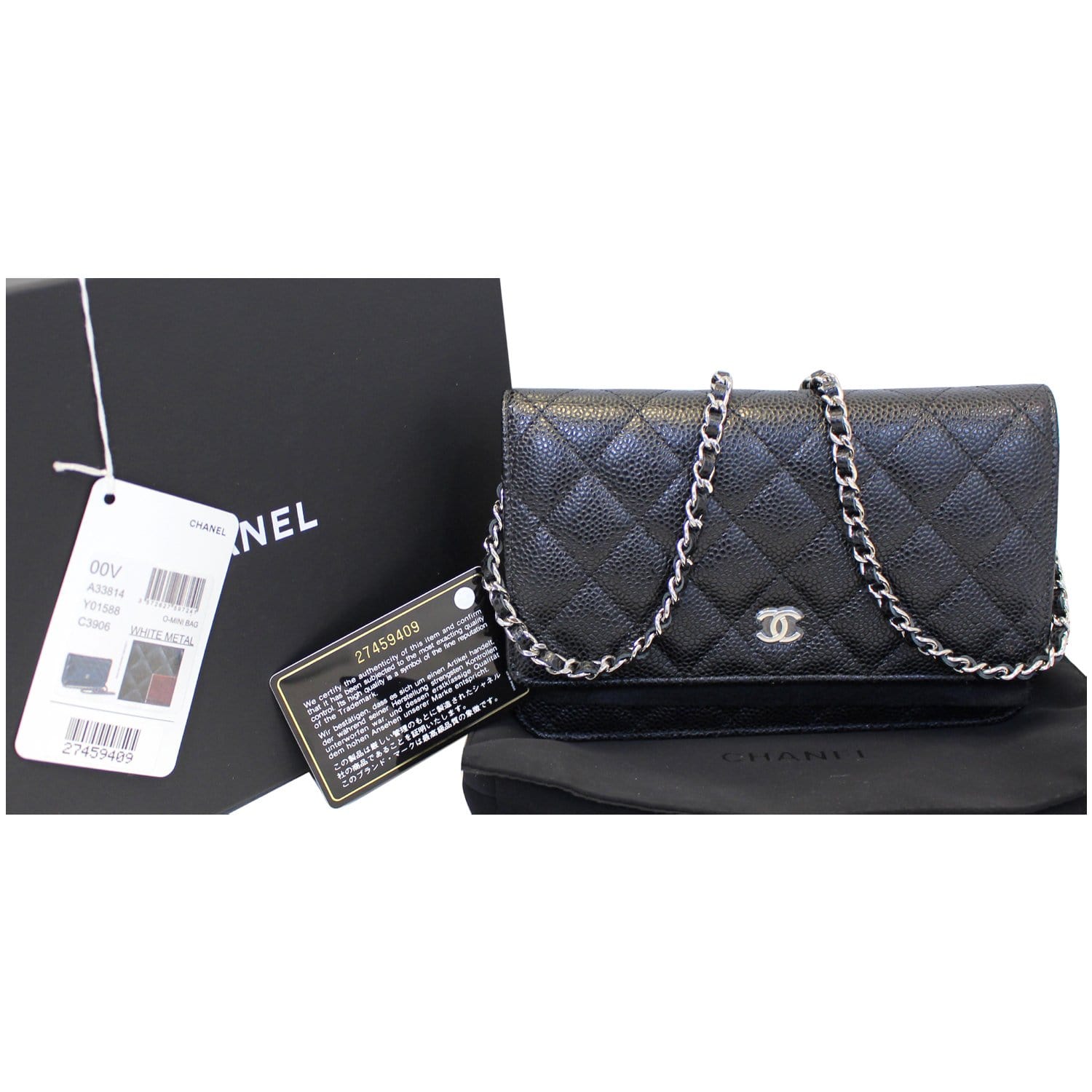 🖤NEW CHANEL Small Black Trendy Mini WOC 🖤 Wallet On Chain Card Coin Flap  Bag
