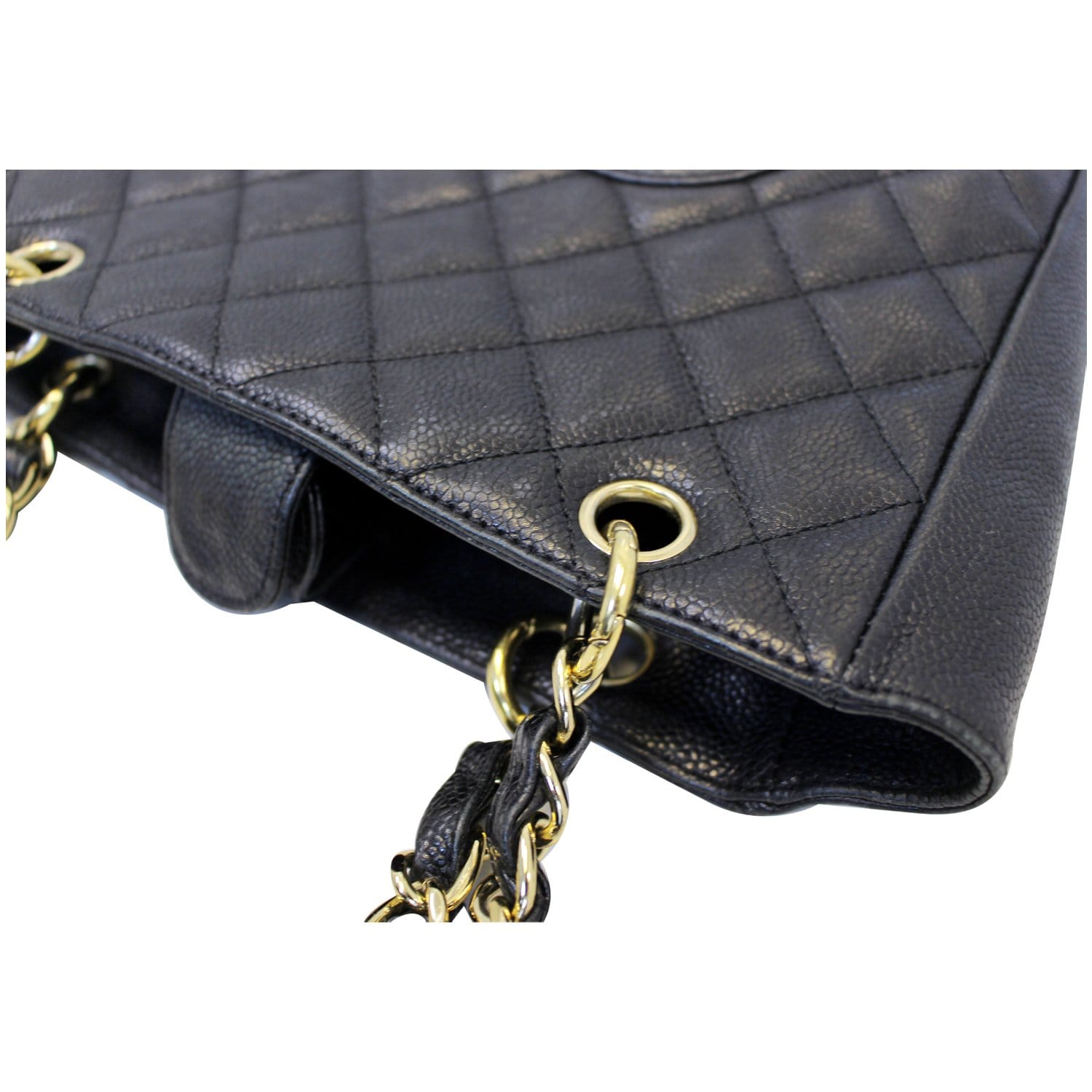 CHANEL PST Petit Shopping Caviar Leather Tote Bag Black-US