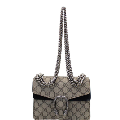 GUCCI Dionysus Mini GG Supreme Canvas Crossbody Bag Beige