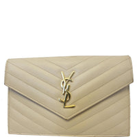 SAINT LAURENT Grain De Poudre Monogram Chain Wallet Powder-US
