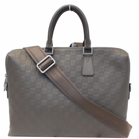 LOUIS VUITTON Porte-Documents Jour Damier Infini Leather Shoulder Bag Grey