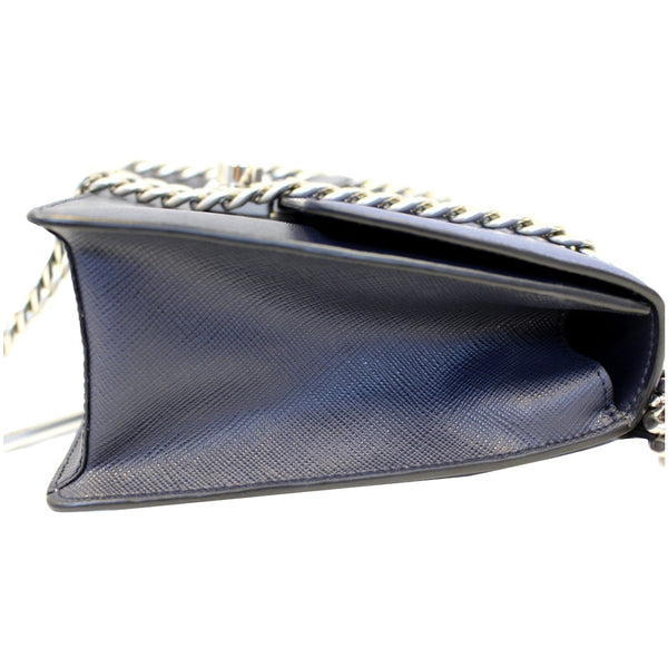 Prada Saffiano Leather Shoulder Bag in Blue - Side Bar View