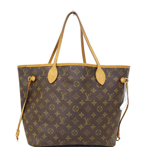 LOUIS VUITTON Neverfull MM Monogram Canvas Tote Shoulder Bag Brown