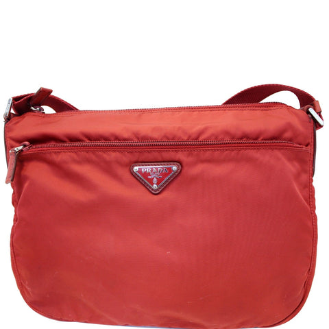 PRADA Large Nylon Crossbody Bag Red