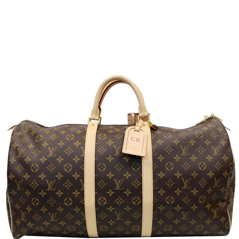 LOUIS VUITTON Keepall 55 Monogram Canvas Travel Bag Brown