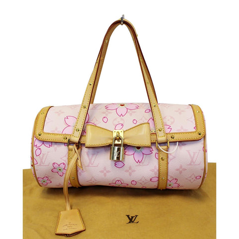 LOUIS VUITTON Papillon Pink Monogram Cherry Blossom Tote Handbag