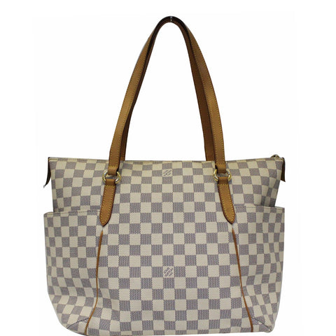 LOUIS VUITTON Totally MM Damier Azur Shoulder Bag White