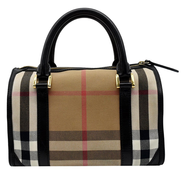 BURBERRY Boston Haymarket Check Coated Canvas Satchel Bag Brown