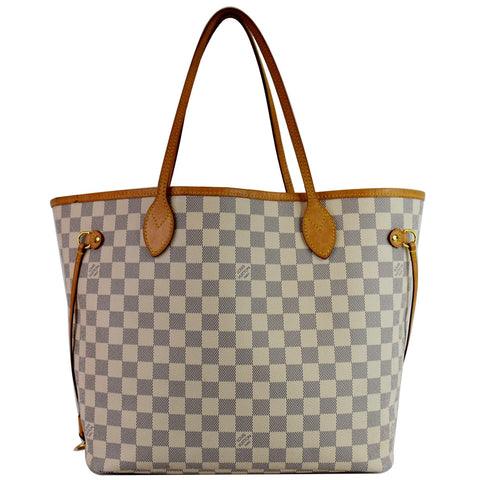LOUIS VUITTON Neverfull MM Damier Azur Tote Shoulder Bag White
