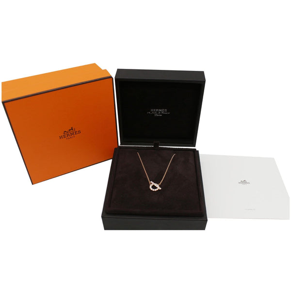 HERMES Finesse 18K Rose Gold Diamond Pendant Necklace