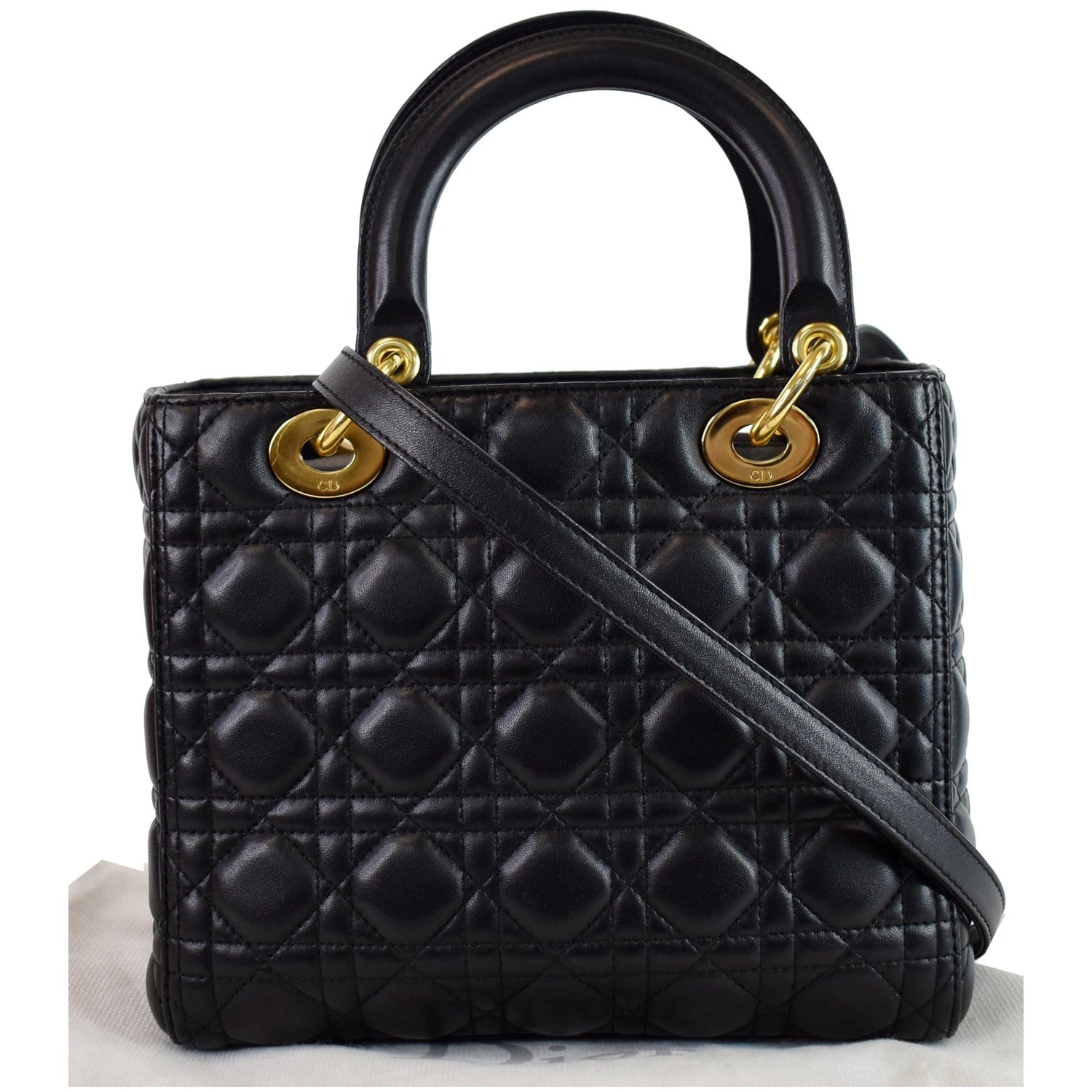 Dior - Medium Lady Dior Bag Black Patent Cannage Calfskin - Women