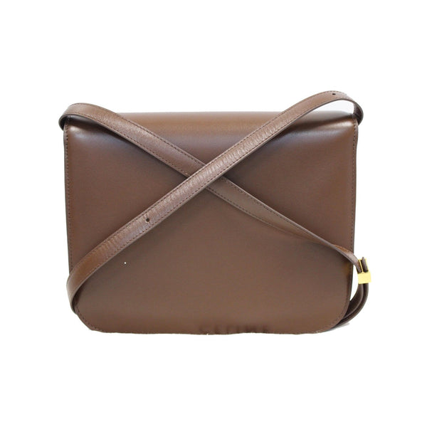 CELINE Medium Classic Box Calfskin Flap Crossbody Bag Brown