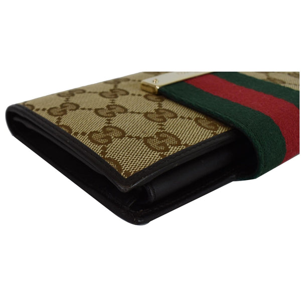 Gucci Monogram Ladies Web GG Canvas Continental Wallet - corner focused view