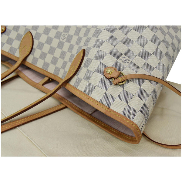 LOUIS VUITTON Neverfull MM Damier Azur Tote Bag Rose Ballerine