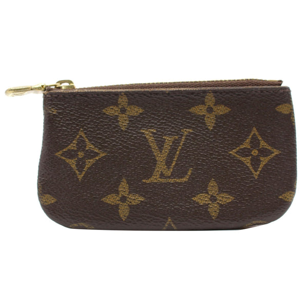 LOUIS VUITTON Pochette Key Cles Monogram Canvas Coin Case Brown
