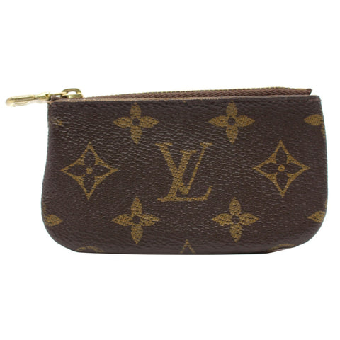 LOUIS VUITTON Pochette Key Cles Monogram Canvas Coin Case Brown