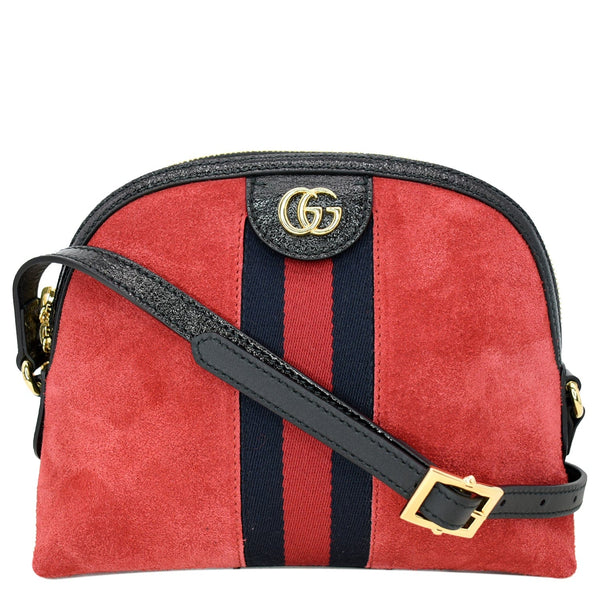 GUCCI Ophidia GG Small Suede Shoulder Bag Red 499621