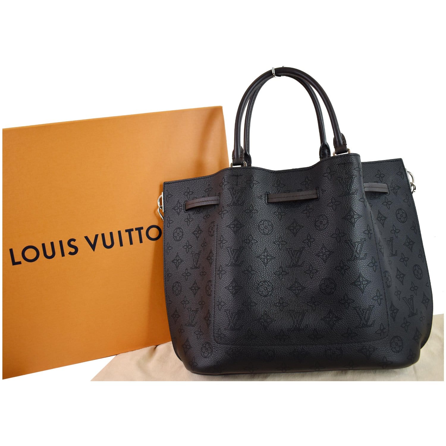 ❤️ Louis Vuitton Girolata Mahina Leder Noir 🌹