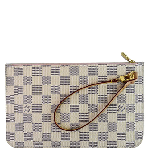 LOUIS VUITTON Pochette Wristlet Damier Azur Pouch Neverfull MM Rose Ballerine